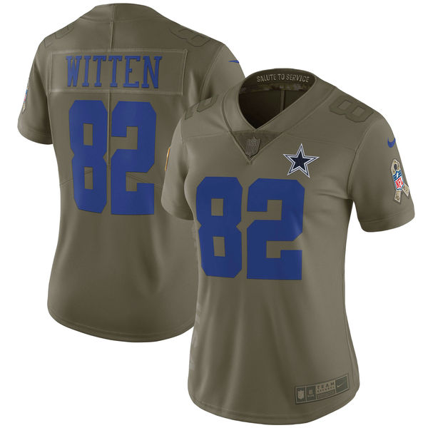 Women Dallas cowboys #82 Witten Nike Olive Salute To Service Limited NFL Jerseys